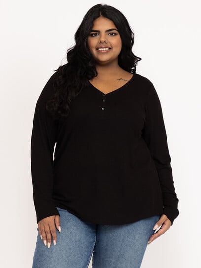 Women's Rib Long Sleeve Henley Women's Rib Long Sleeve Henley