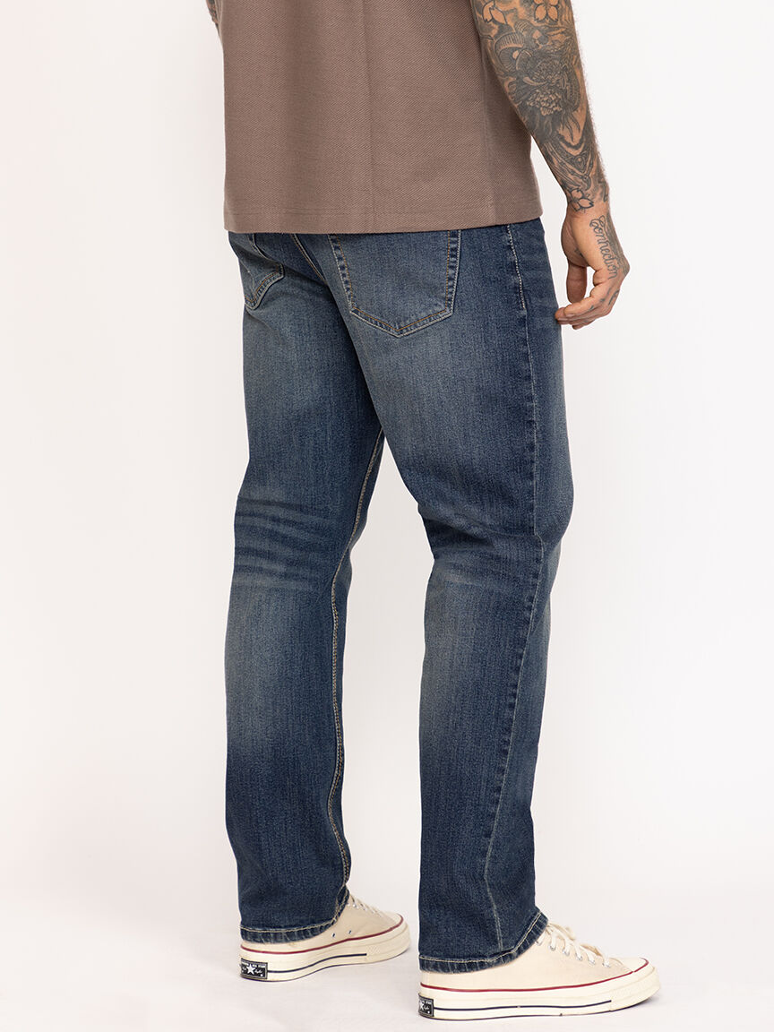 Men's Dark Wash Relaxed Straight Jeans