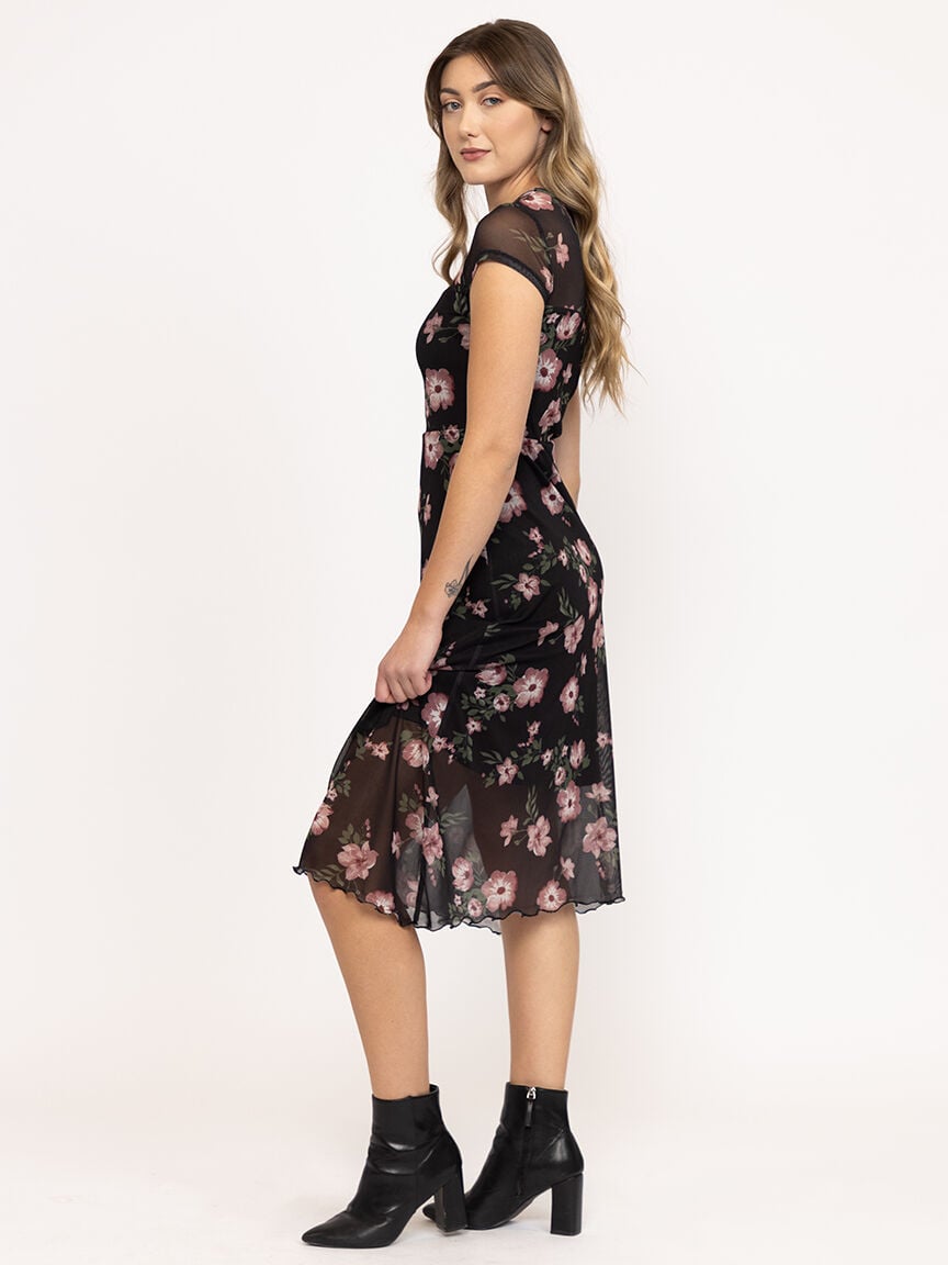Women's Mesh Floral Midi Dress