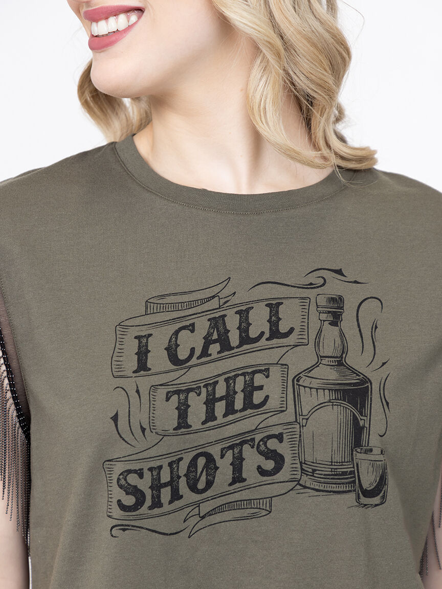 Women's Call The Shots Fringe Muscle Tee