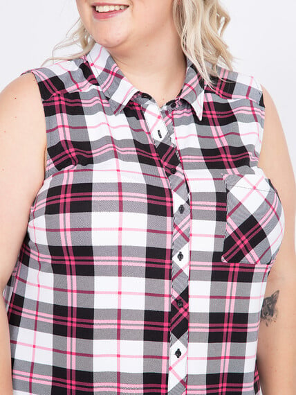 Women's Sleeveless Plaid Shirt Image 4