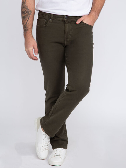 Men's Olive Slim Straight Jeans Image 2