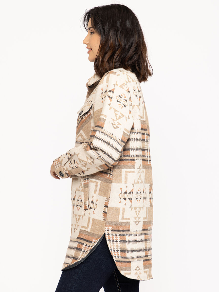 Women's Geometric Button Front Shacket
