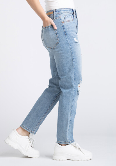Women's High Rise Destroyed Slim Straight Jeans Image 3