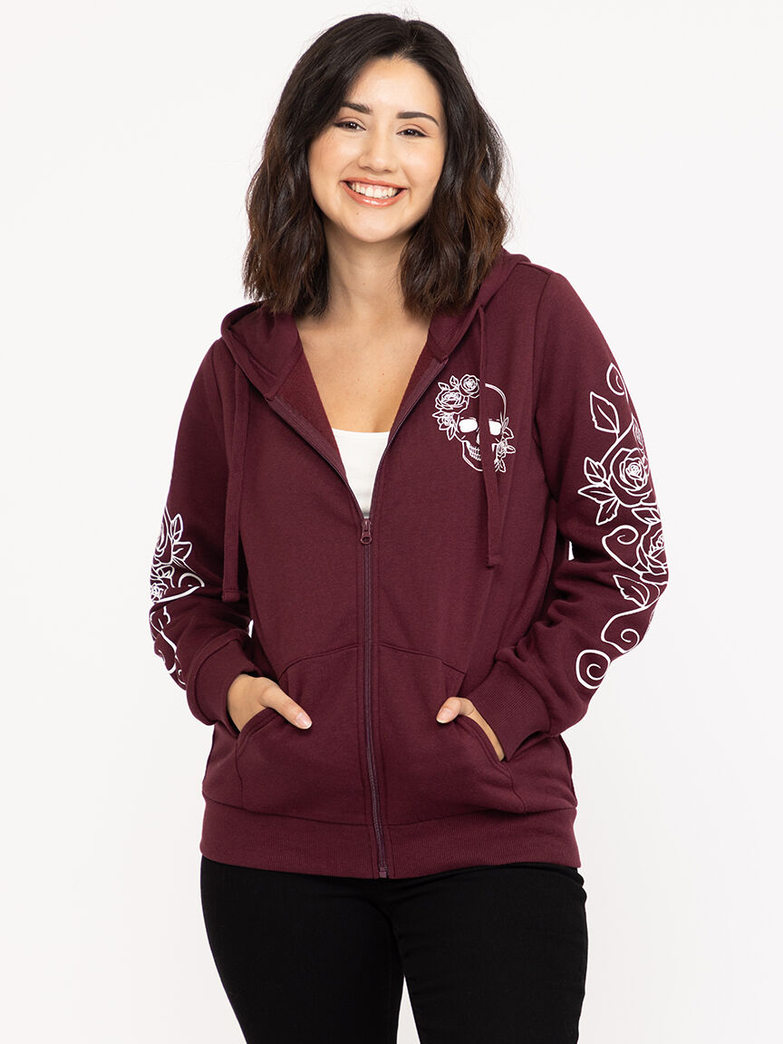 Women's Skull Zip Hoodie