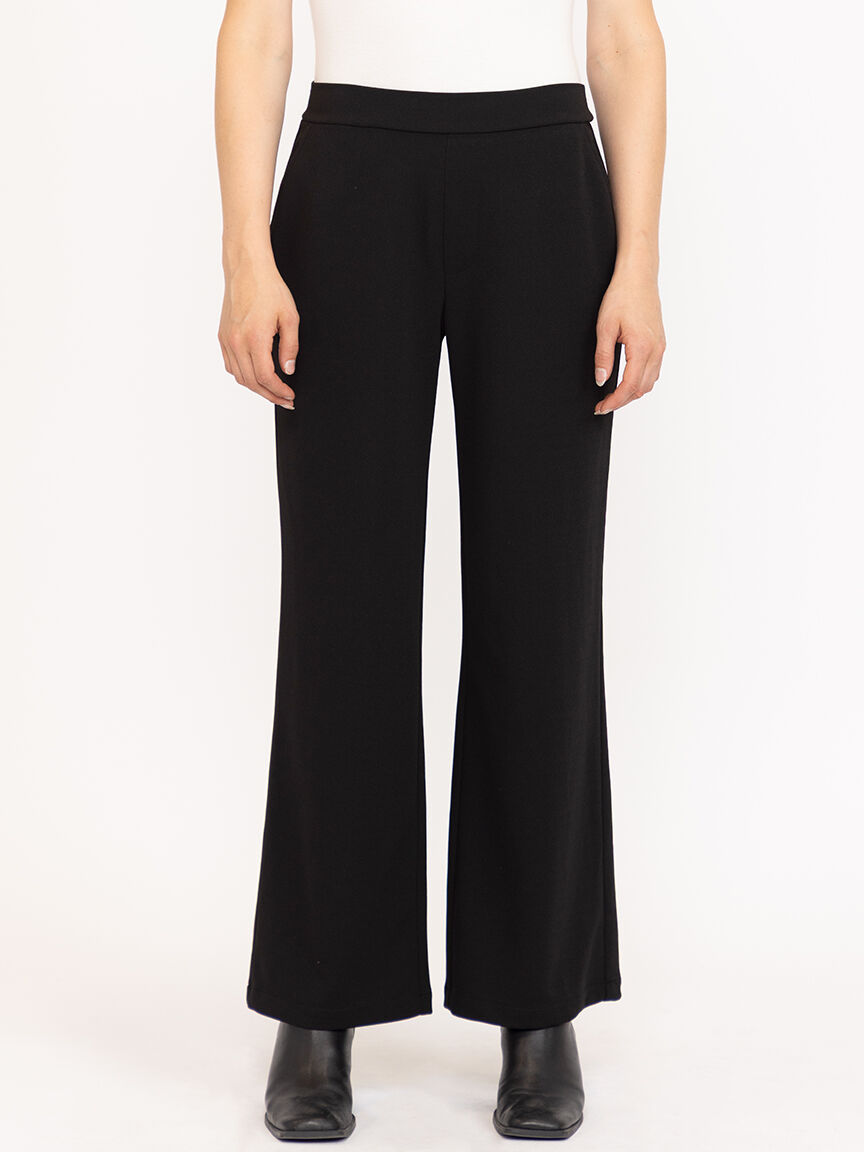 Women's  Black Pull-on Crepe Wide Leg Pant