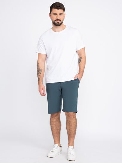Men's Teal Textured Hybrid Shorts