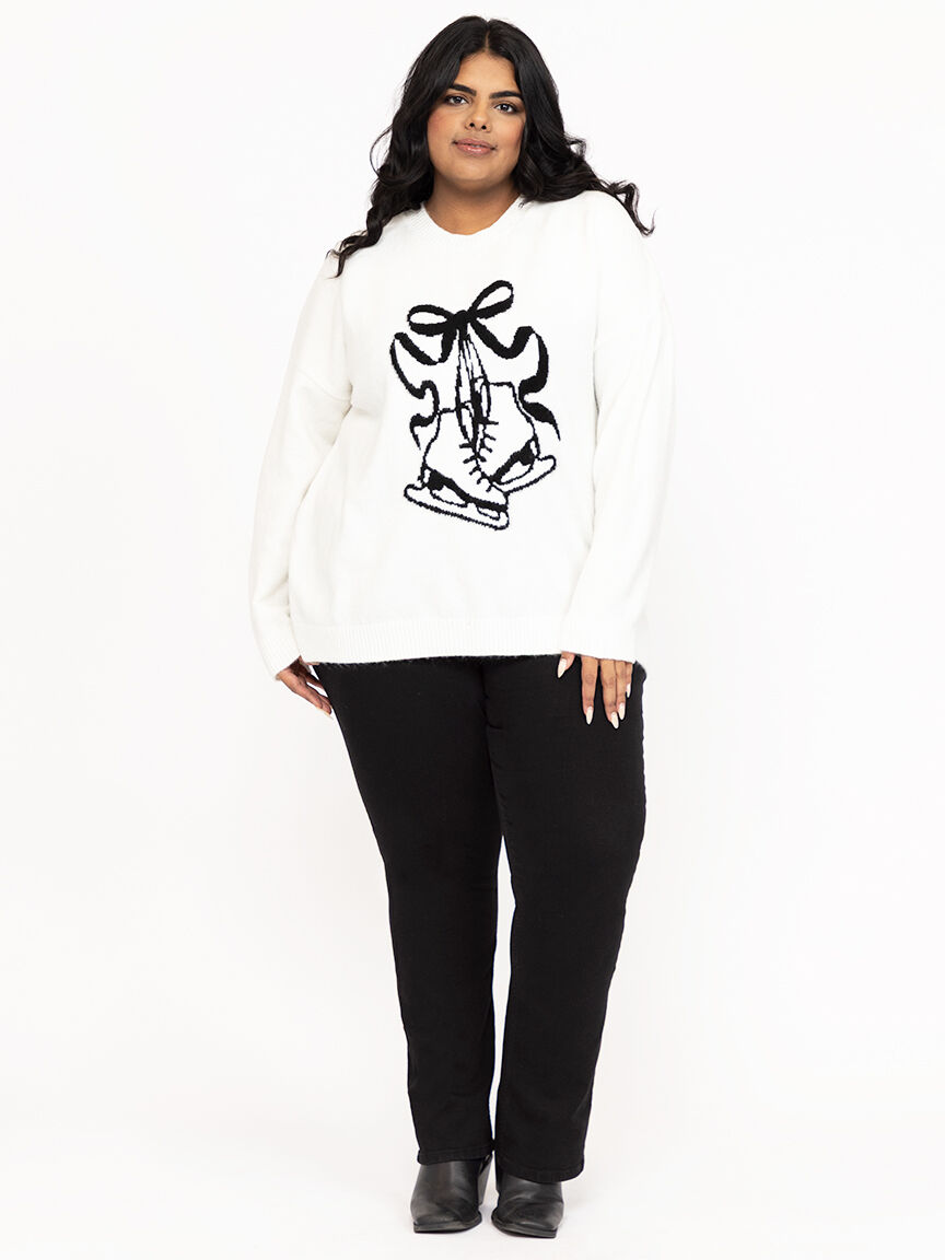 Women's Plus Embellished Black Straight Leg Jeans