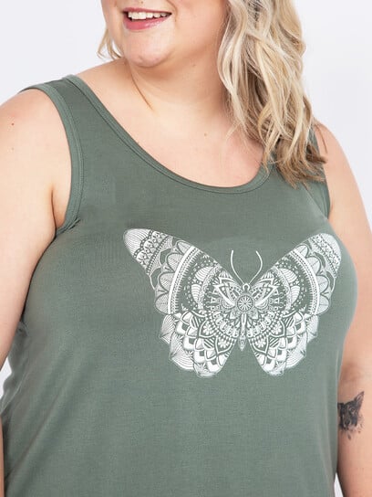 Women's Lace Butterfly Scoop Neck Tank