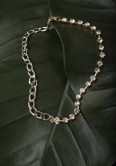 Crystal And Chain Mixed Necklace Image 2