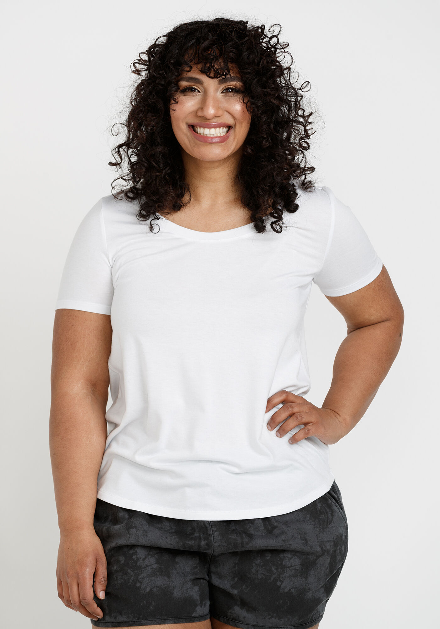 Women's Drapey Scoop Neck Tee, WHITE