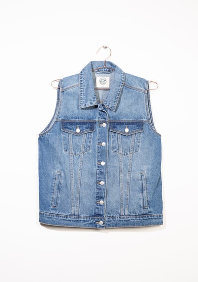 Women's Oversized Denim Vest Image 5