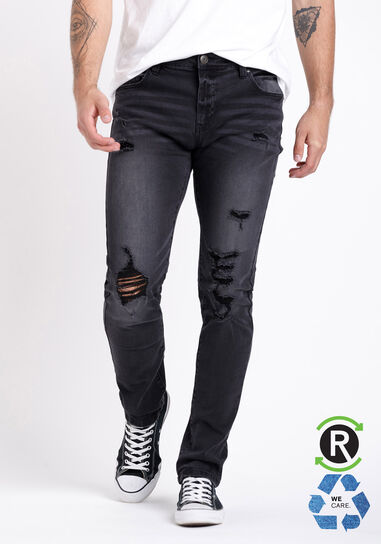 Men's Destroyed Washed Skinny Jeans