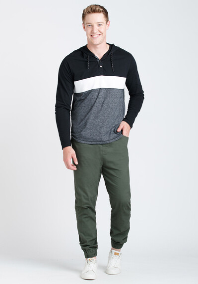 Men's Everyday Hooded Colour Block Tee Image 3