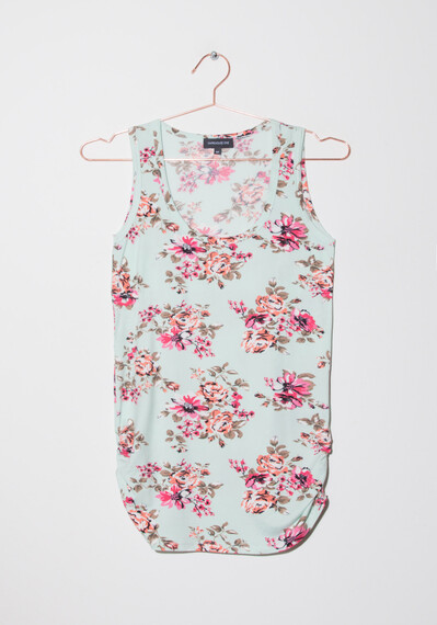 Women's Floral Side Ruched Tank Image 4