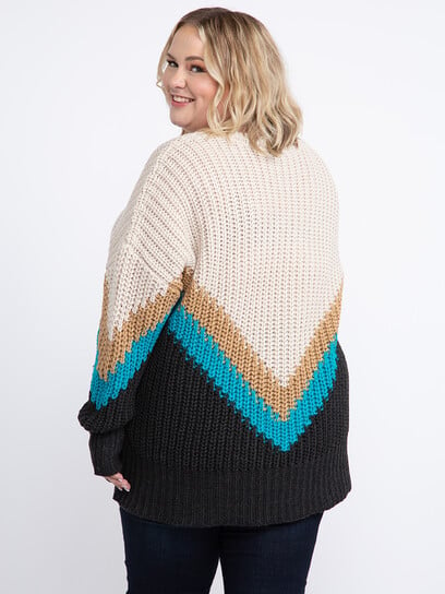 Women's Chevron Colour Blocked Sweater