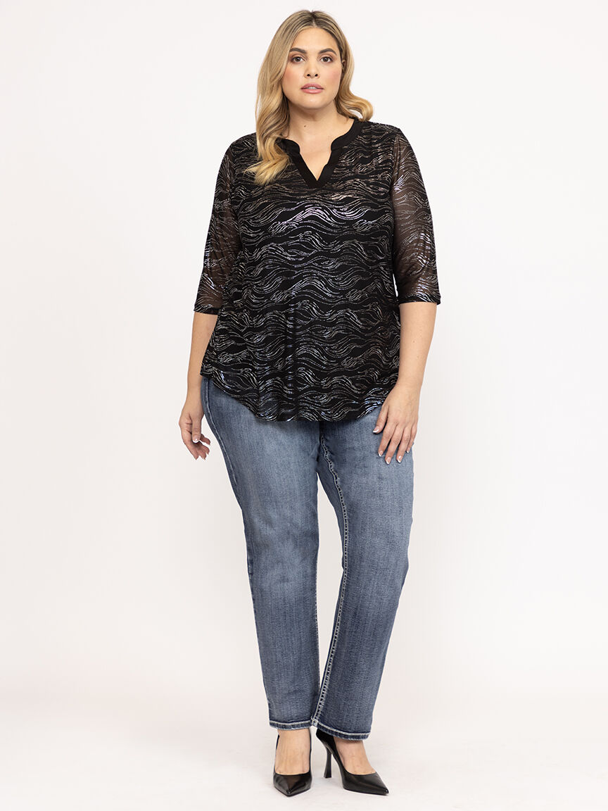 Women's Mesh V neck Blouse