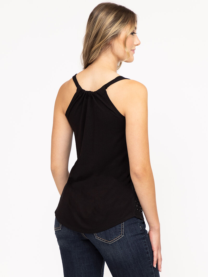 Women's Rhinestone Mesh Tank