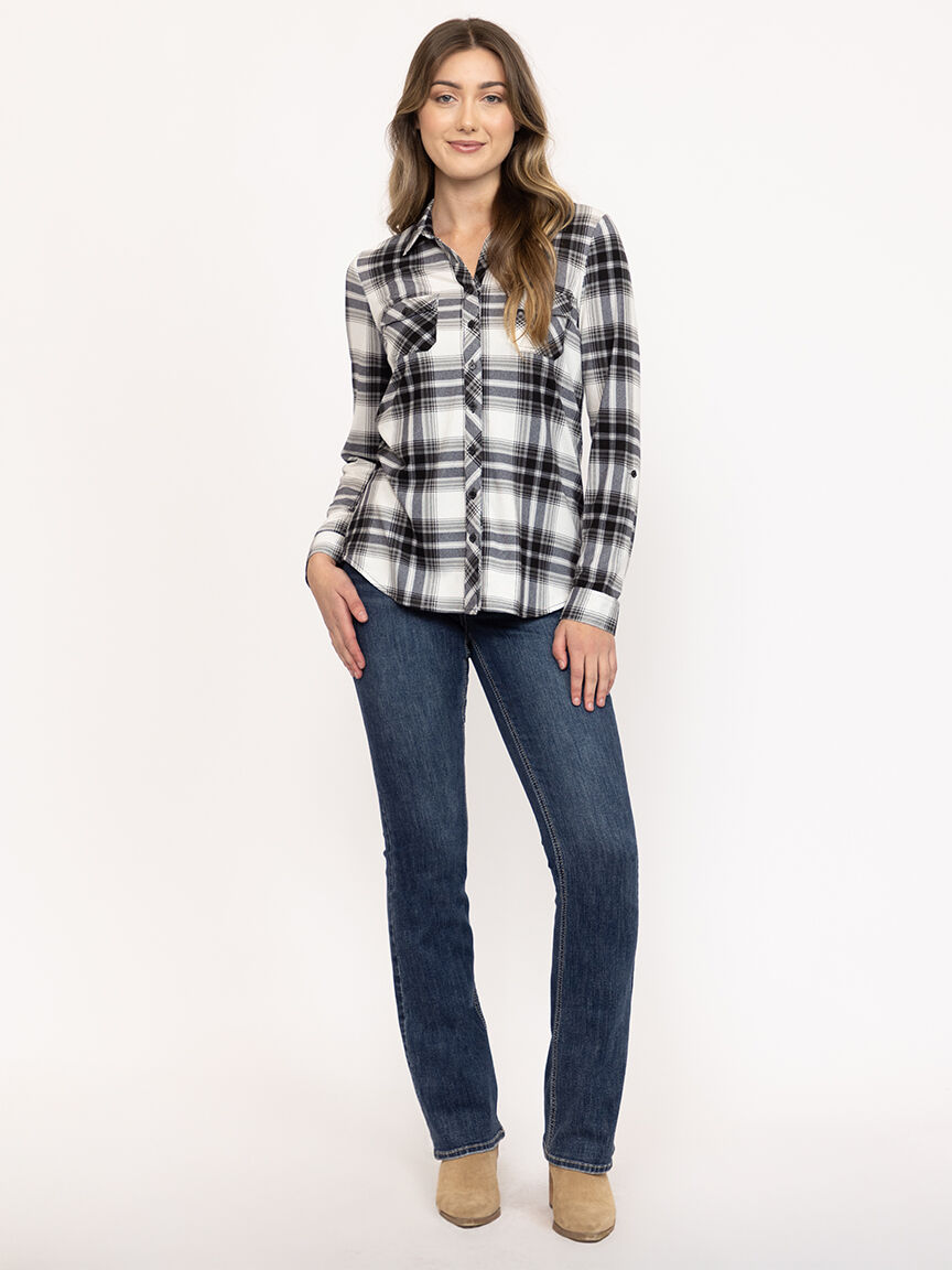 Women's Brushed Knit Plaid Shirt