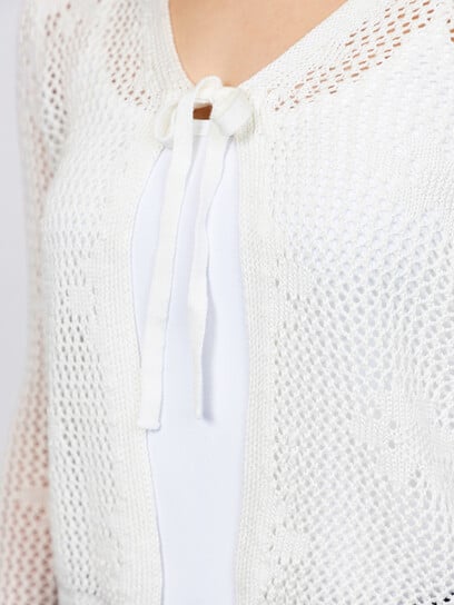 Women's Daisy Stitch Tie Front Cardigan Women's Daisy Stitch Tie Front Cardigan