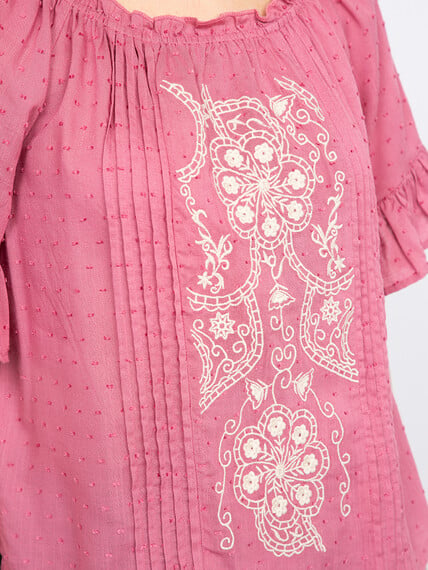 Women's Embroidered Peasant Top Image 4