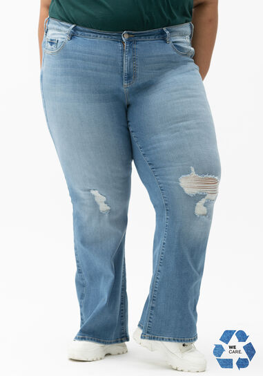 Women's Plus Low Rise Destroyed Flare Jeans