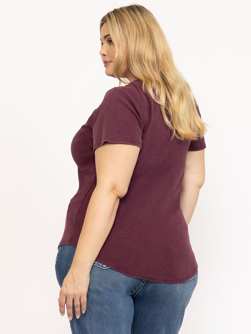 Women's Washed Rib Henley Tee