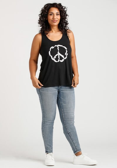 Women's Feather Peace Sign Keyhole Tank Image 3