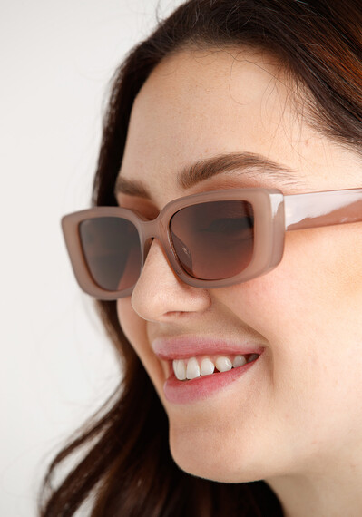 Women's Taupe Narrow Sunglasses Image 4
