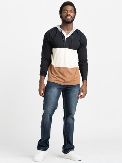 Men's Henley Hooded Shirt Image 3