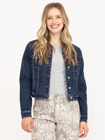 Women's Dark Wash Cropped Denim Jacket Women's Dark Wash Cropped Denim Jacket