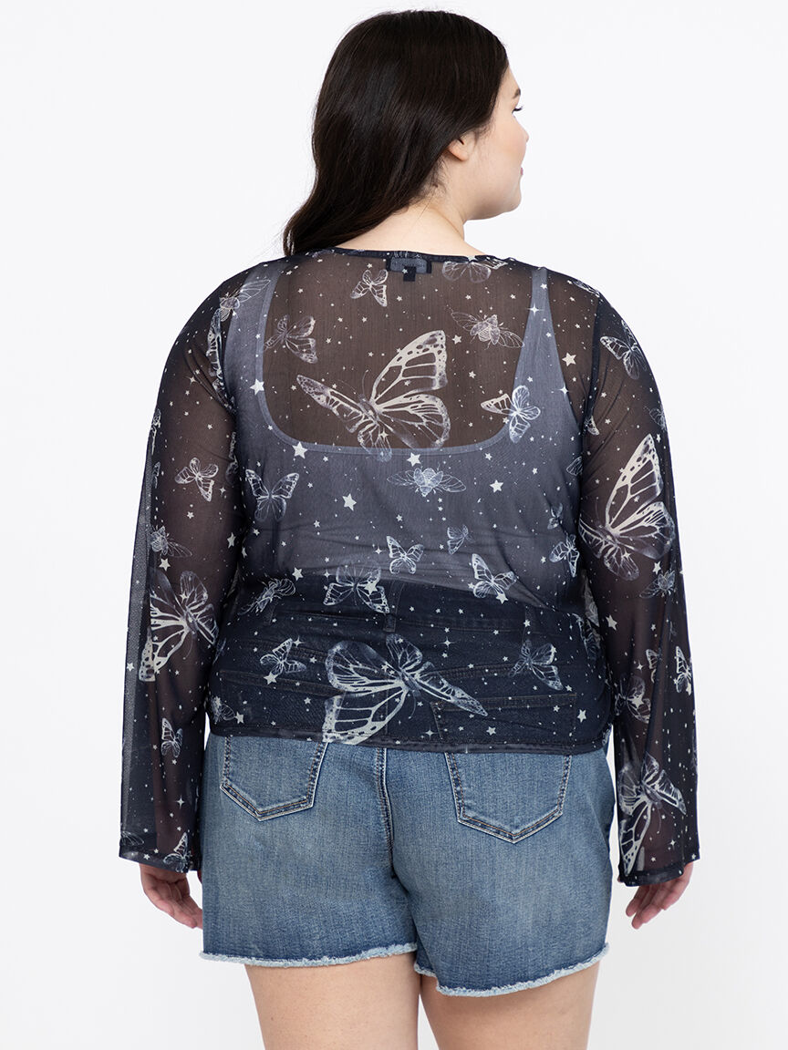 Women's Mesh Tie Front Cardigan