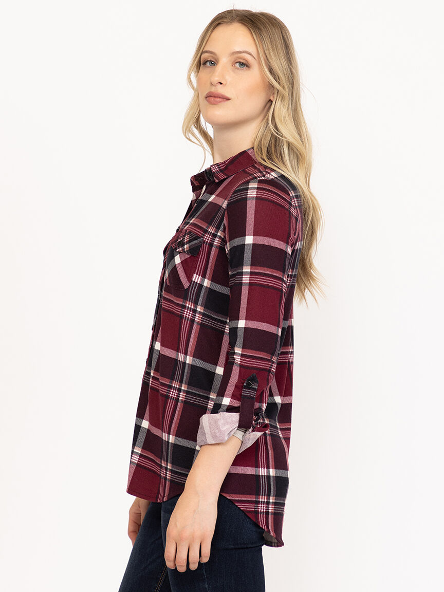 Women's Brushed Knit Plaid Shirt