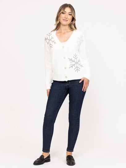 Women's Snowflake Button Front Cardigan Women's Snowflake Button Front Cardigan