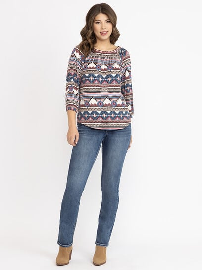 Women's Geo Peasant Top Women's Geo Peasant Top