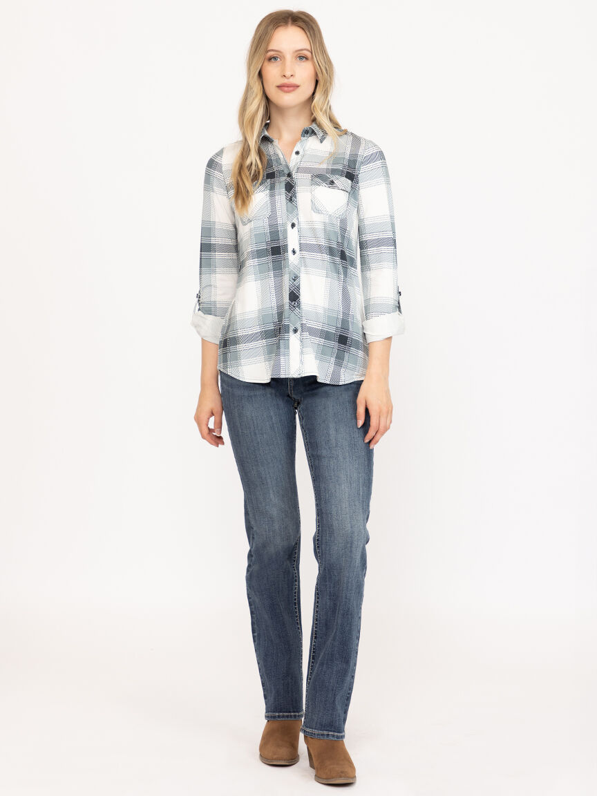 Women's Knit Plaid Shirt