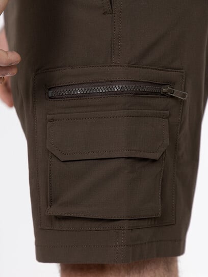 Brown Nylon Cargo E-Waist Short Brown Nylon Cargo E-Waist Short