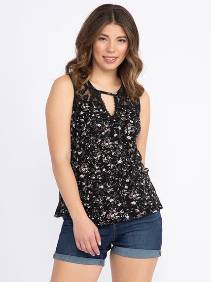 Women's Ditsy Floral Keyhole Tank Image 2