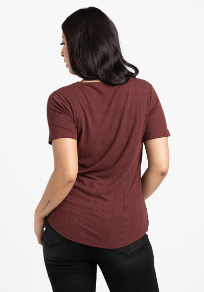 Women's Lace Up Ribbed Tee Image 3
