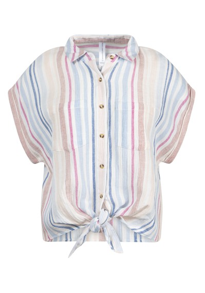 Women's Striped Tie-Front Shirt Image 2