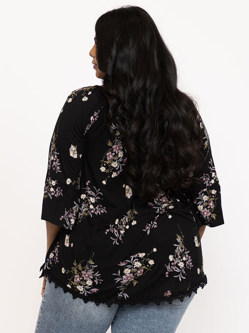 Women's Floral Bell Sleeve Top