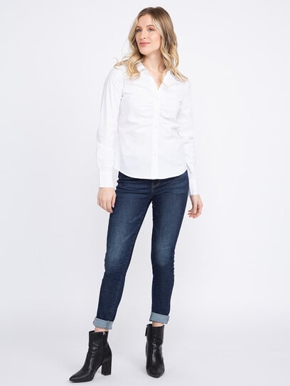 Women's Ruched Button Front Shirt