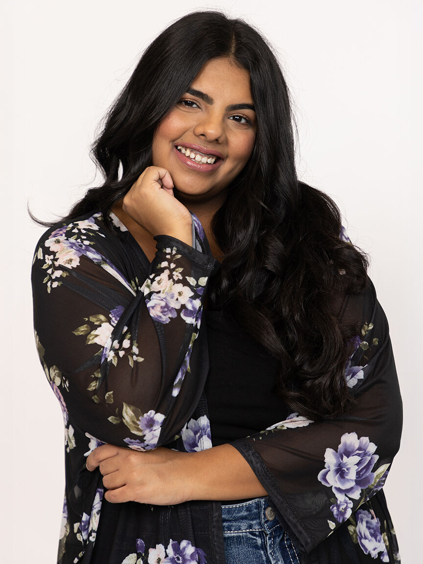 Women's Floral Mesh Cardigan