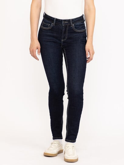 Women's Dark Wash Thick Stitch Skinny Jeans Women's Dark Wash Thick Stitch Skinny Jeans