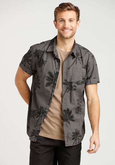 Men's Palm Tree Shirt, GREY