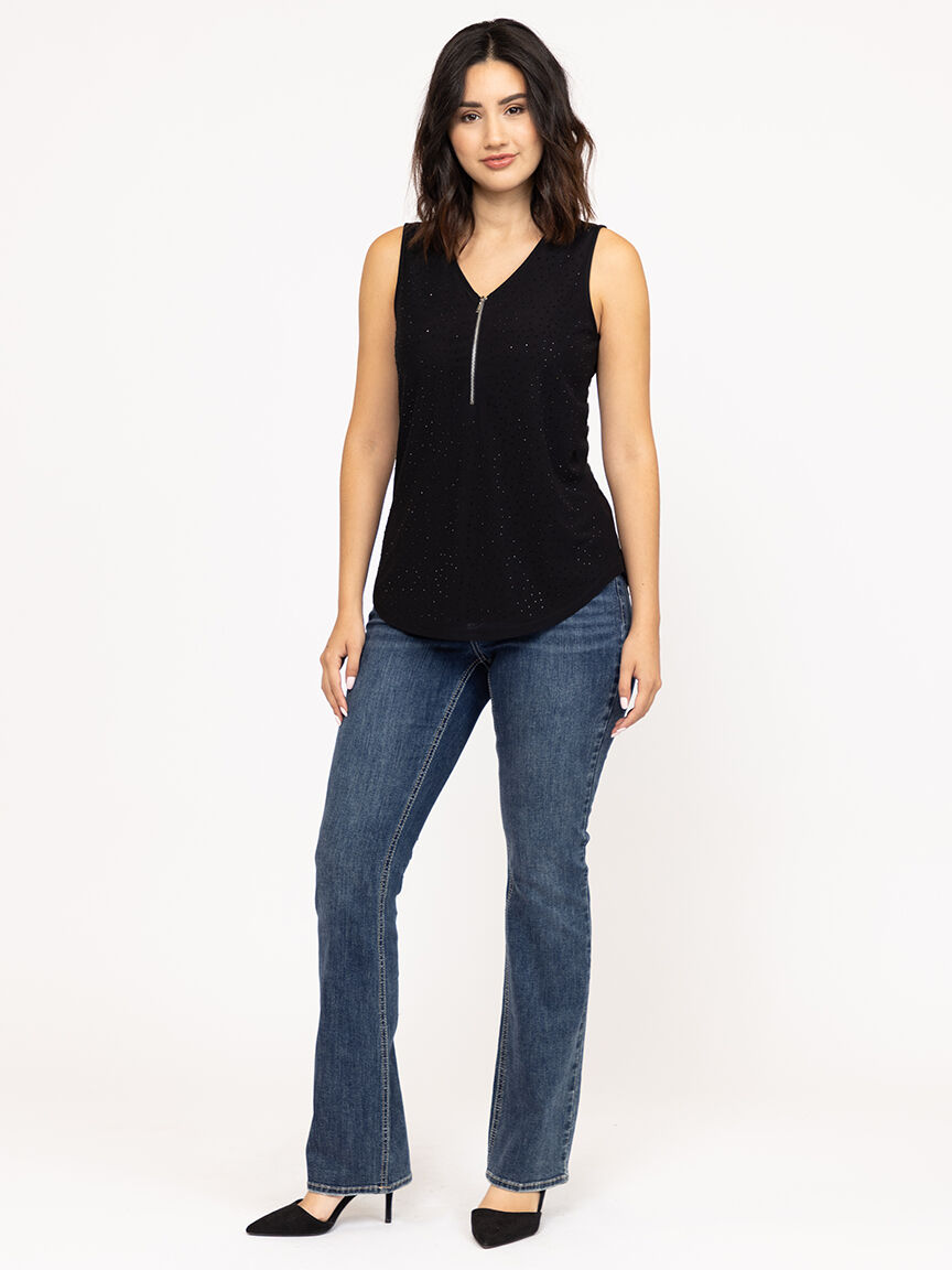 Women's Studded Zip Front  Tank