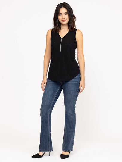 Women's Studded Zip Front  Tank Women's Studded Zip Front  Tank