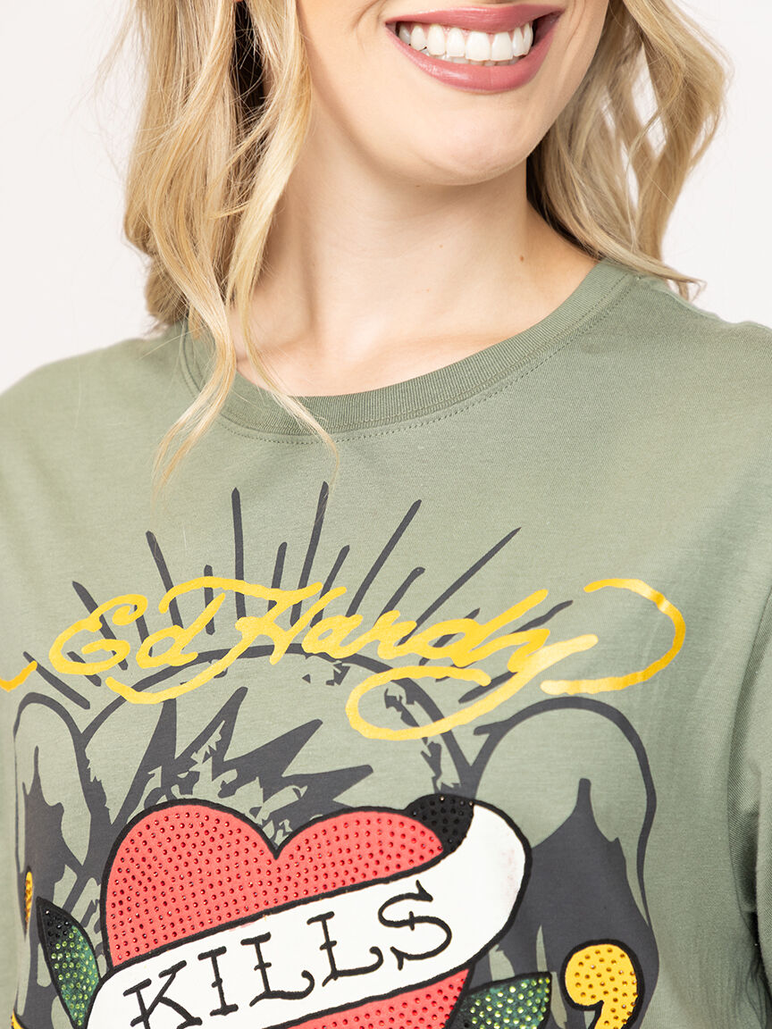 Women's Rhinestone Skull Tee