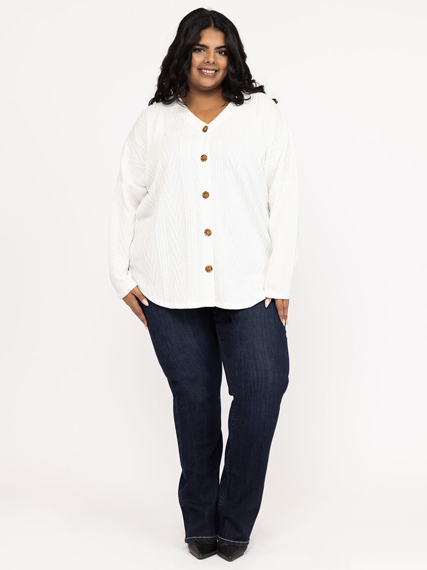 Women's Cable Button Front Top