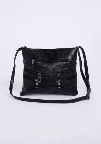 Women's Black Croco Cross Body Hand Bag Women's Black Croco Cross Body Hand Bag Image 4